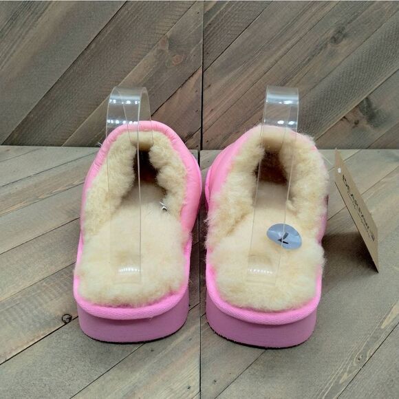 Bearpaw Puffy Scruff Wool Lined Slippers Women's Size 7 Pink Casual Cushioned - Picture 3 of 9